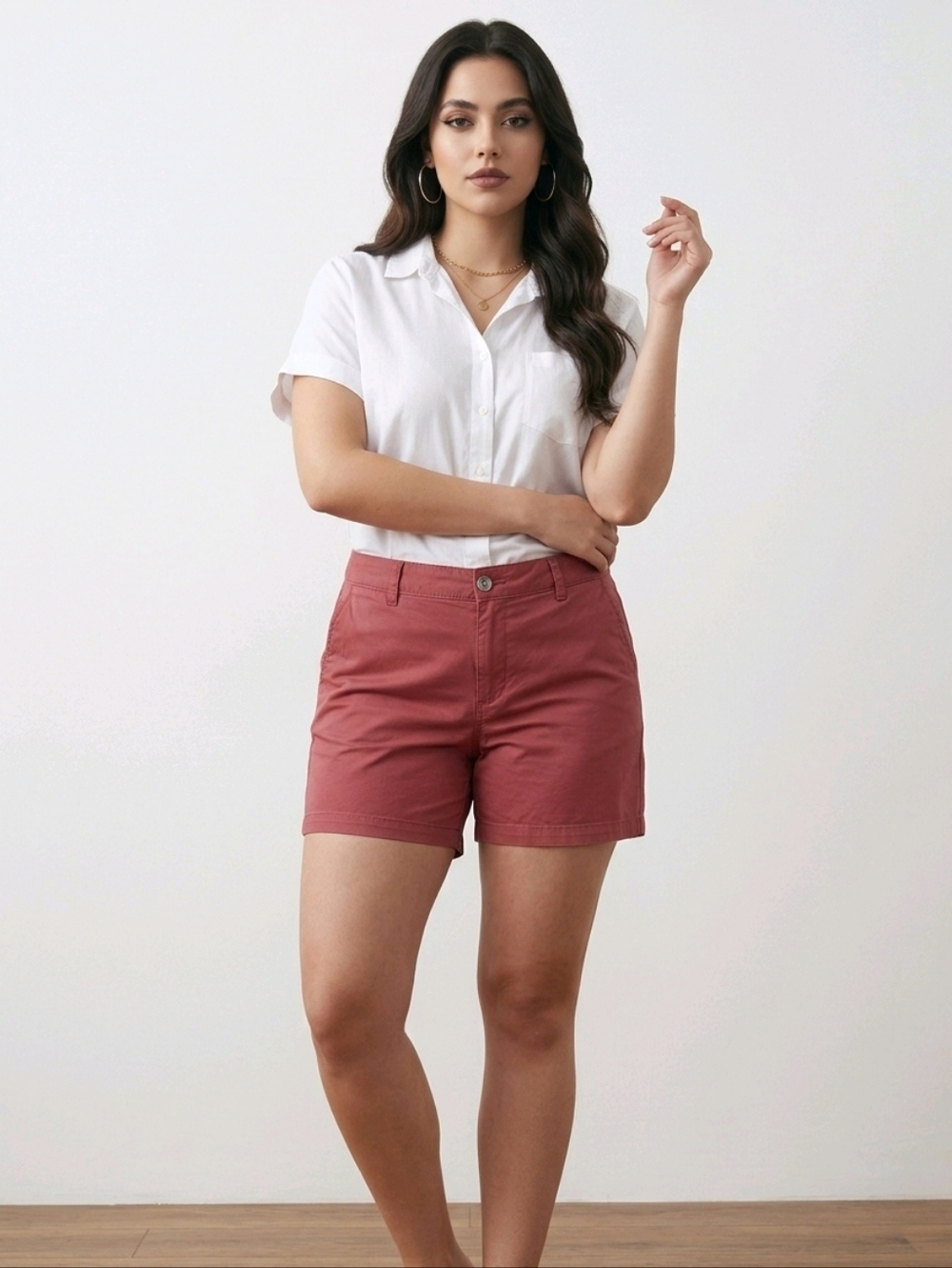 NWT Dockers Women's Berry Red Chino Shorts Sz 10